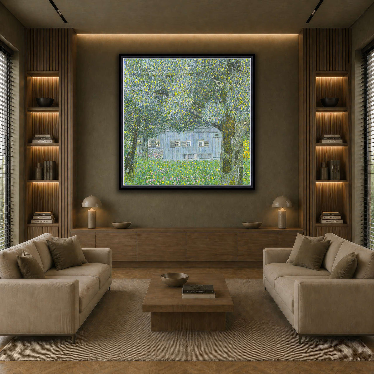 Klimt_-_Oberösterreichisches_Bauernhaus earth-living room