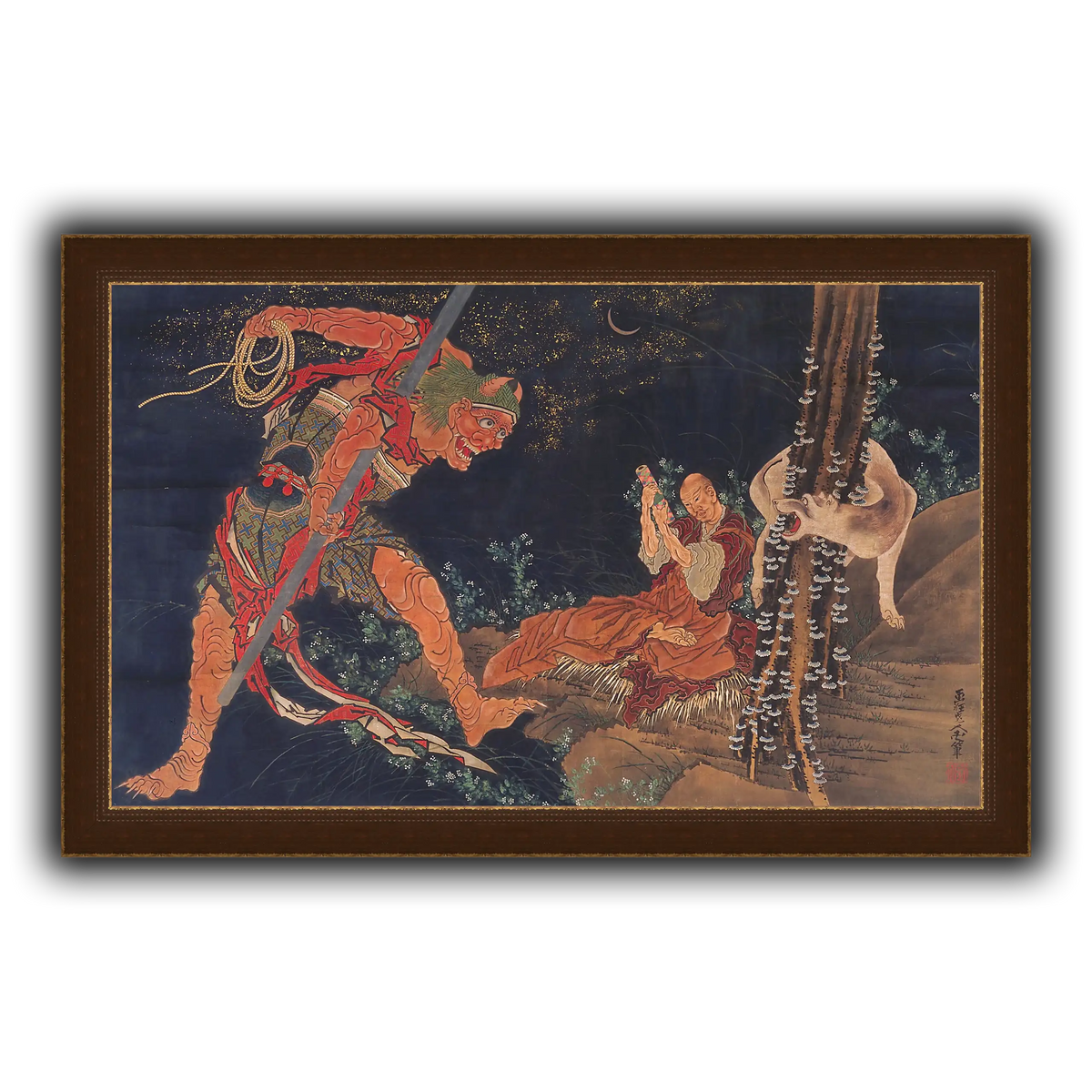 Kobo_Daishi_Practicing_the_Tantra,_with_Demon_and_Wolf_Katsushika Hokusai