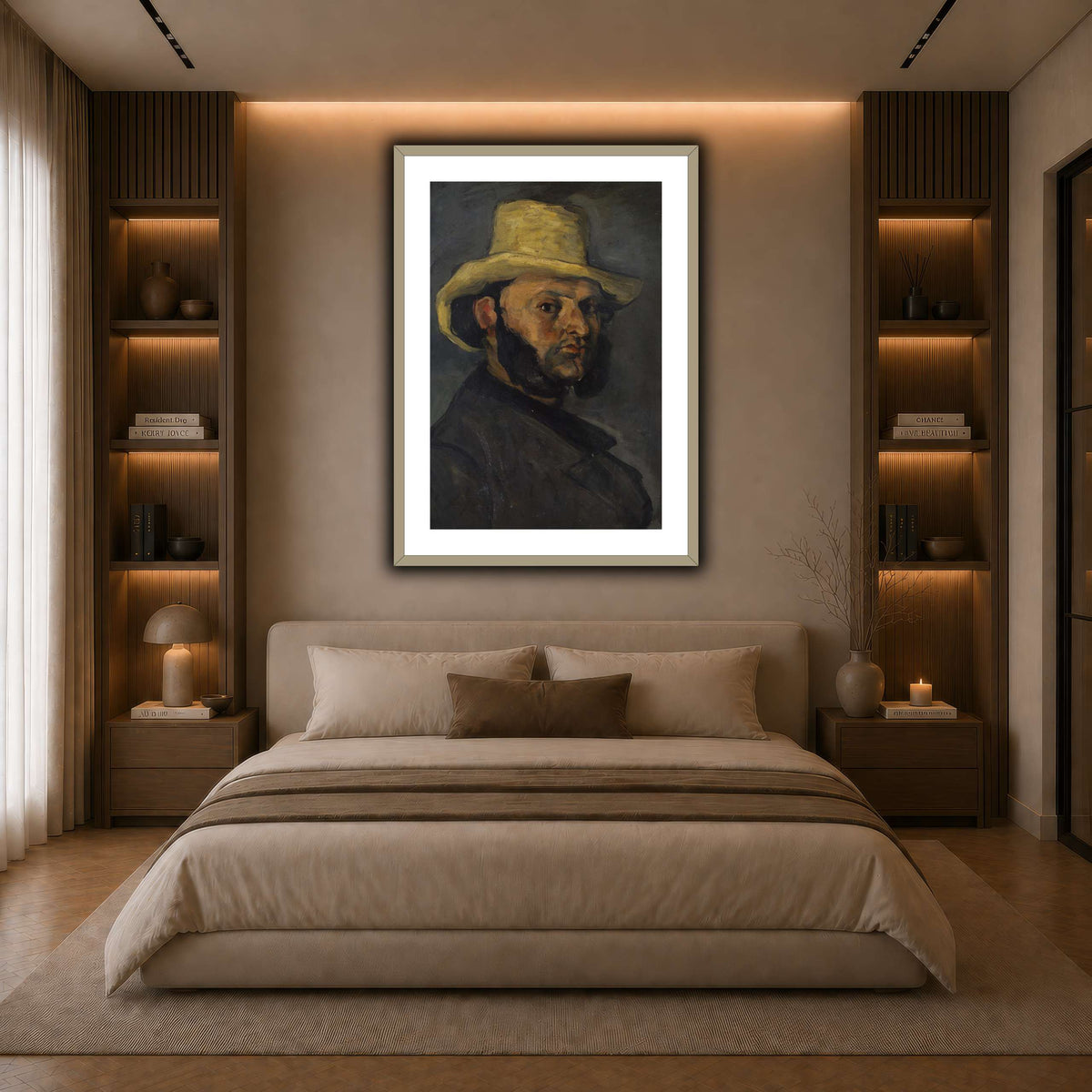 L'Homme_au_chapeau_de_paille,_Paul_Cezanne dark neutral-bedroom