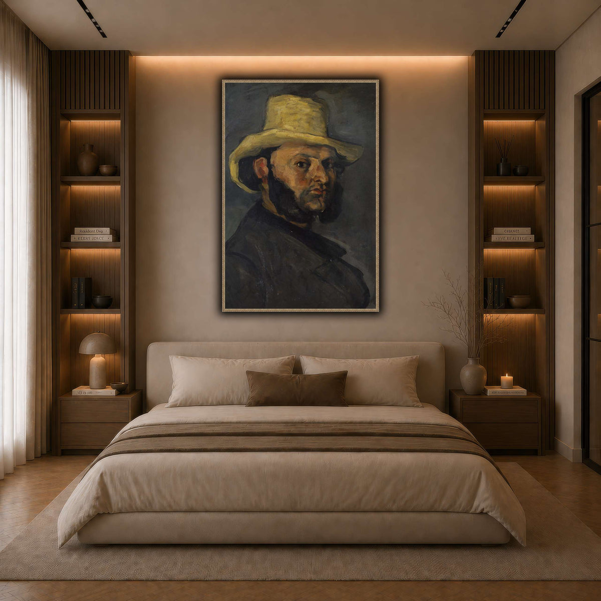 L'Homme_au_chapeau_de_paille,_Paul_Cezanne dark neutral-bedroom