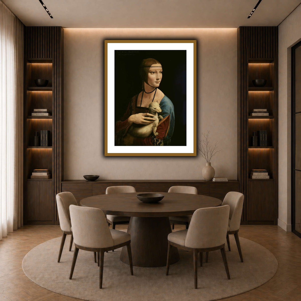 Lady_with_an_Ermine_-_Leonardo_da_Vinci dark neutral-dining room
