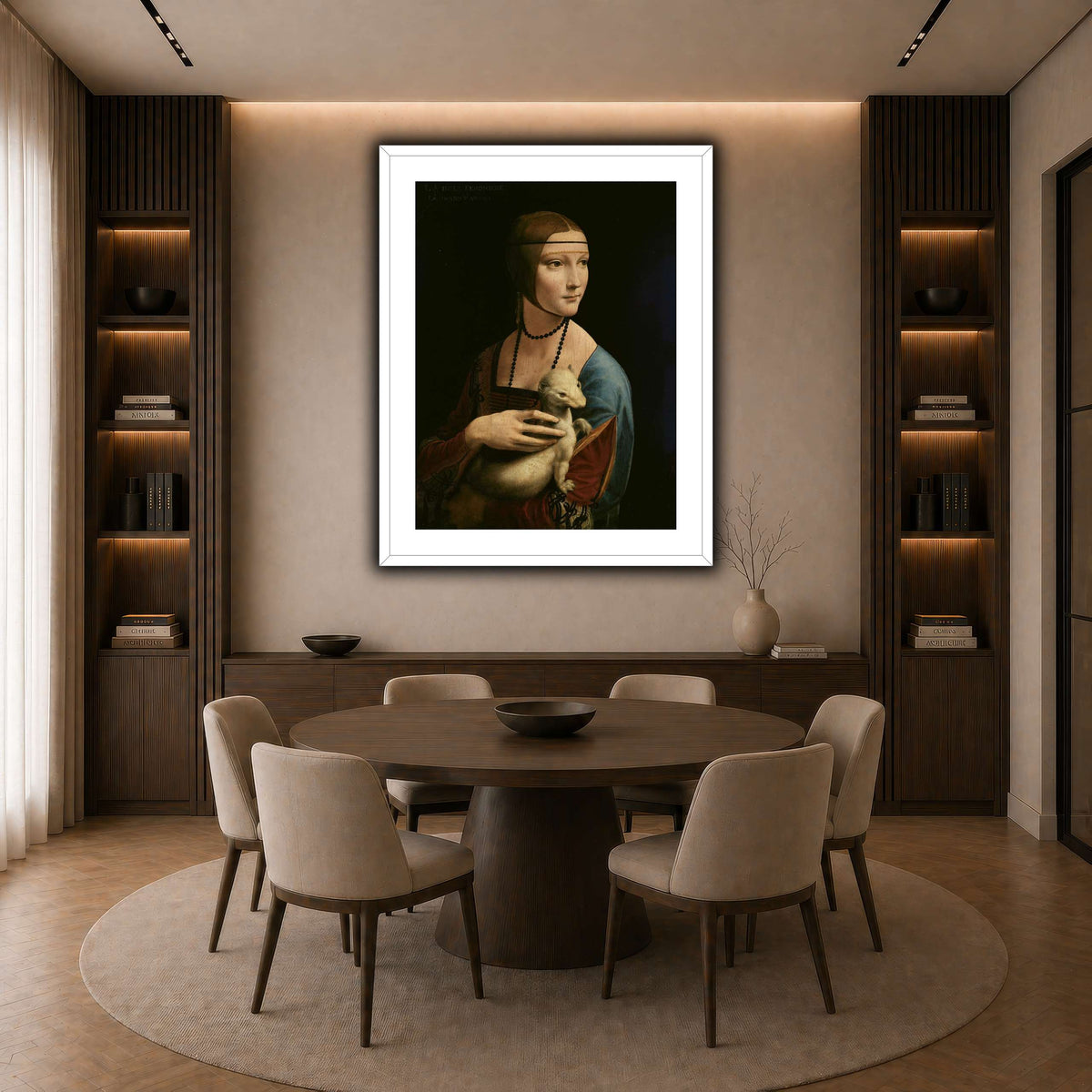 Lady_with_an_Ermine_-_Leonardo_da_Vinci dark neutral-dining room