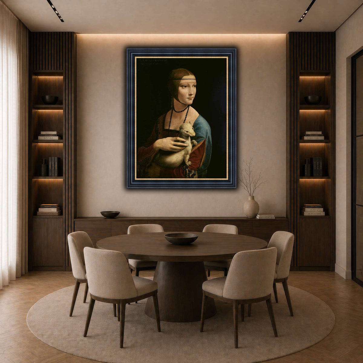 Lady_with_an_Ermine_-_Leonardo_da_Vinci dark neutral-dining room
