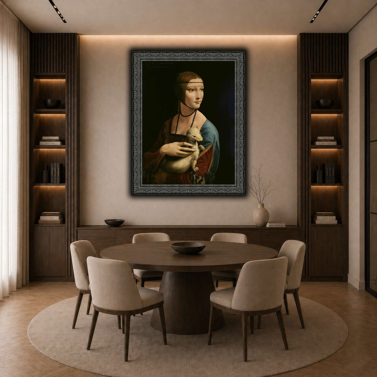 Lady_with_an_Ermine_-_Leonardo_da_Vinci dark neutral-dining room