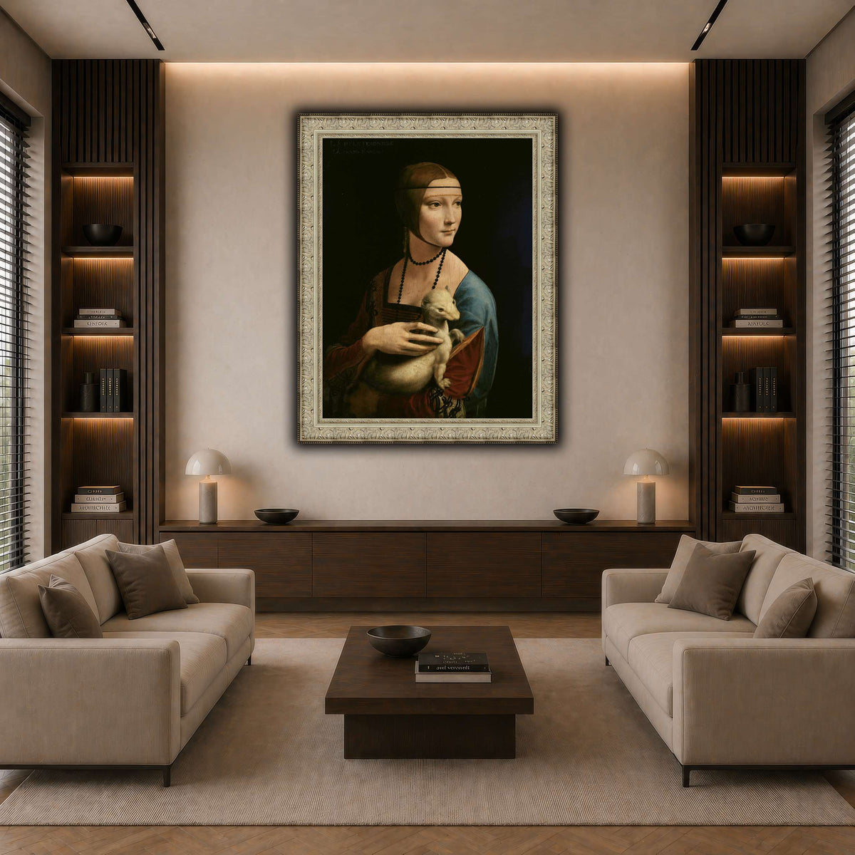 Lady_with_an_Ermine_-_Leonardo_da_Vinci dark neutral-living room