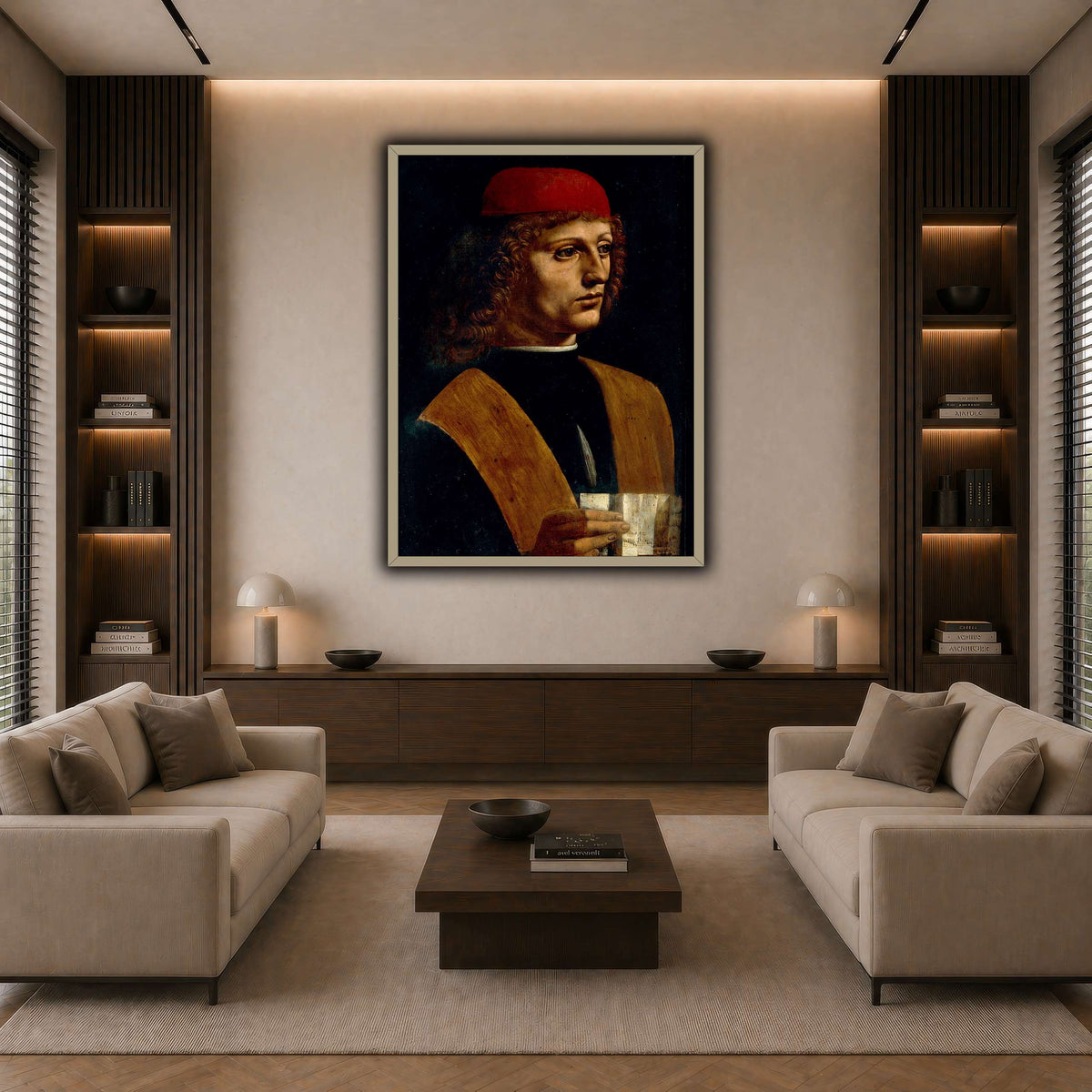 Leonardo_da_Vinci_-_Portrait_of_a_Musician_-_Pinacoteca_Ambrosiana dark neutral-living room