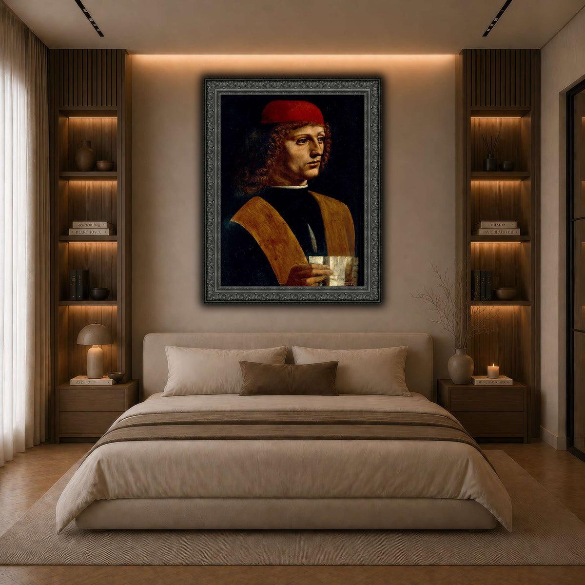 Leonardo_da_Vinci_-_Portrait_of_a_Musician_-_Pinacoteca_Ambrosiana dark neutral-bedroom