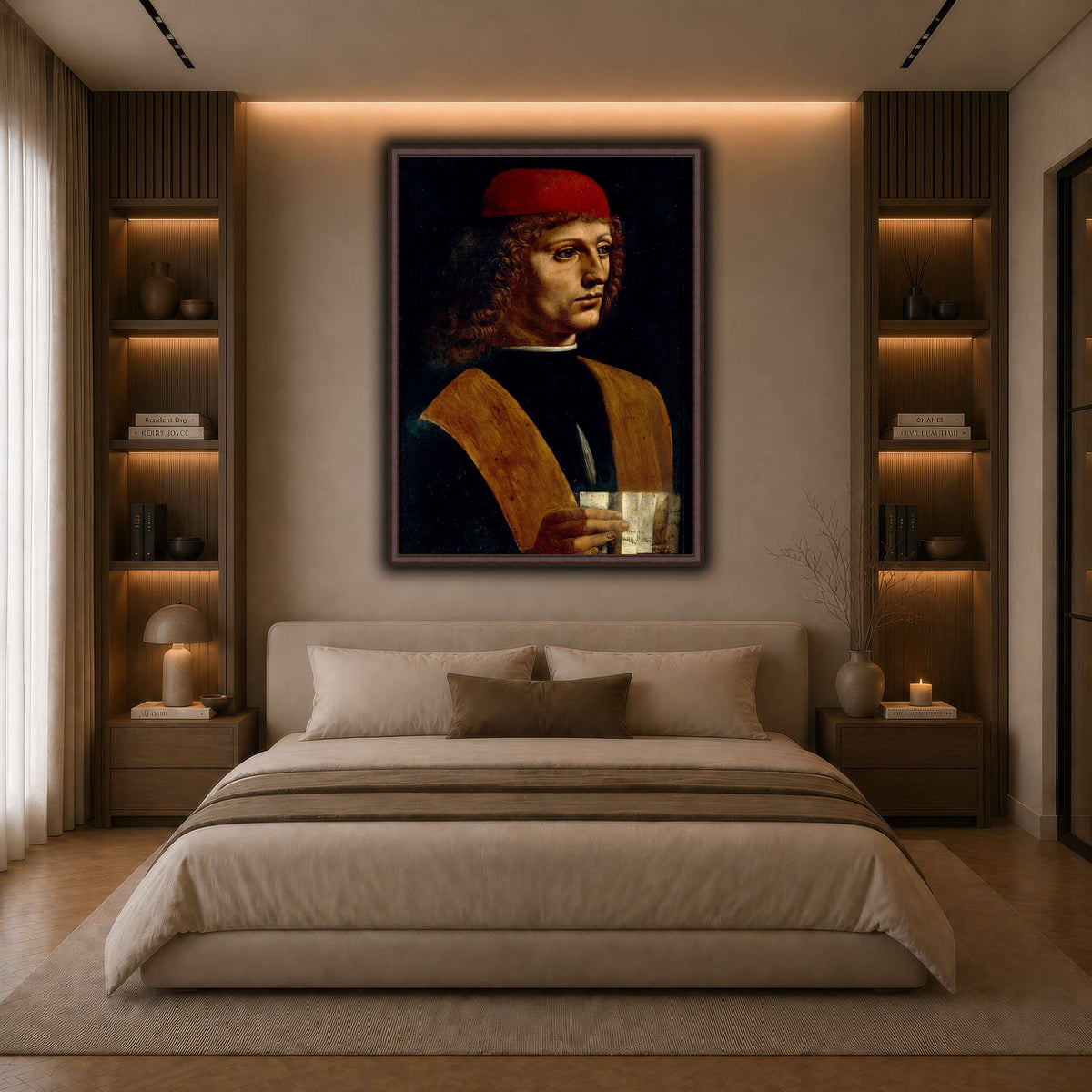 Leonardo_da_Vinci_-_Portrait_of_a_Musician_-_Pinacoteca_Ambrosiana dark neutral-bedroom