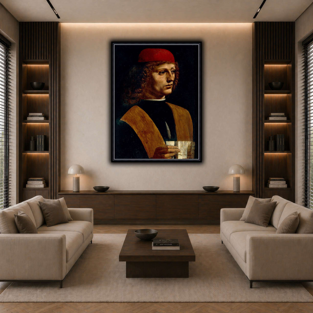 Leonardo_da_Vinci_-_Portrait_of_a_Musician_-_Pinacoteca_Ambrosiana dark neutral-living room