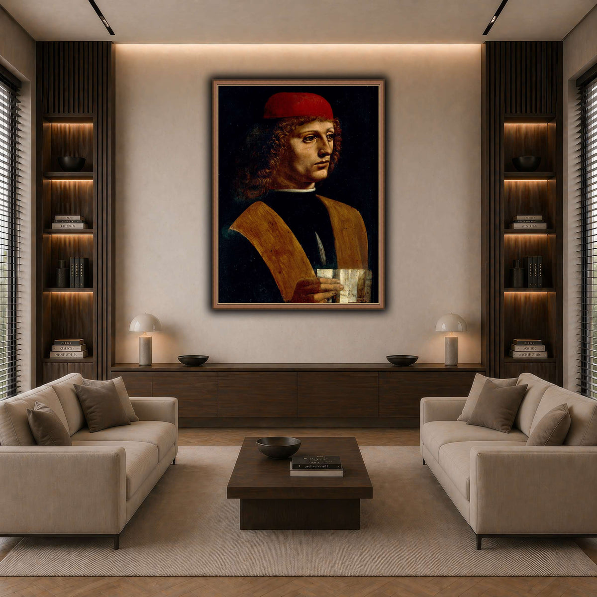 Leonardo_da_Vinci_-_Portrait_of_a_Musician_-_Pinacoteca_Ambrosiana dark neutral-living room