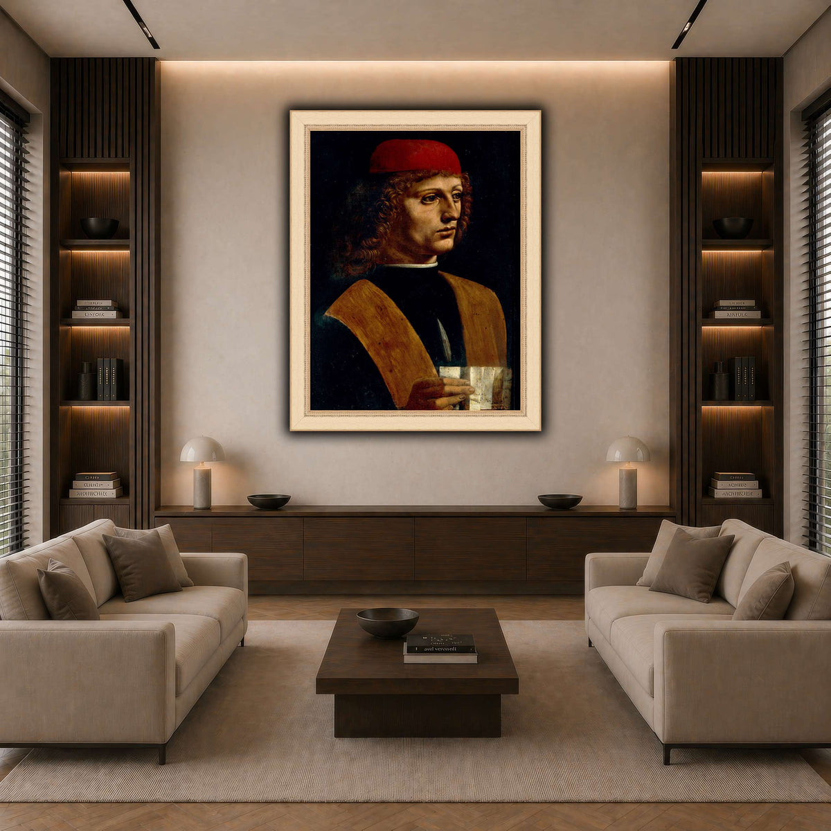 Leonardo_da_Vinci_-_Portrait_of_a_Musician_-_Pinacoteca_Ambrosiana dark neutral-living room