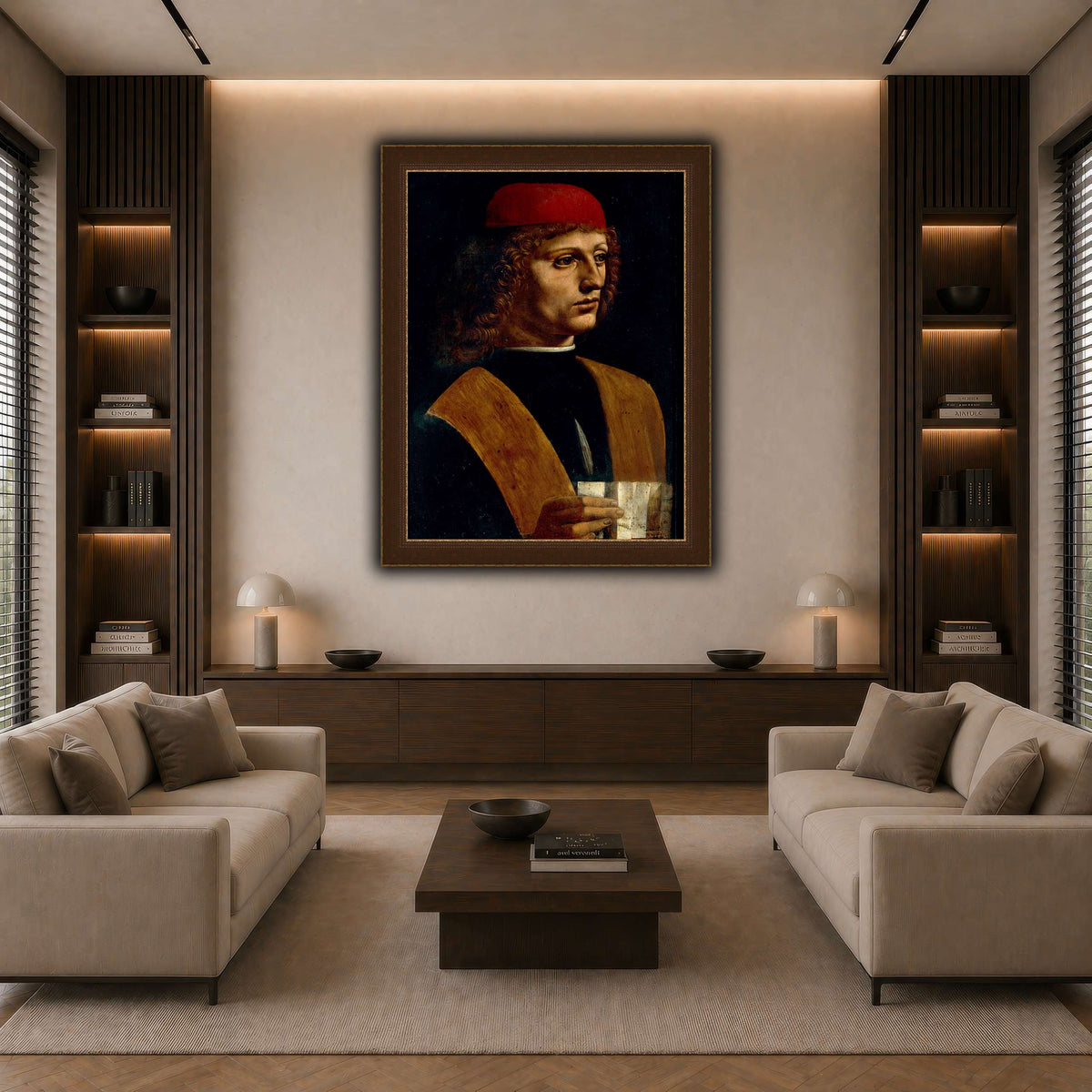 Leonardo_da_Vinci_-_Portrait_of_a_Musician_-_Pinacoteca_Ambrosiana dark neutral-living room