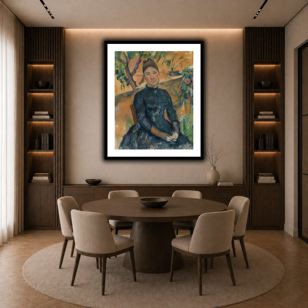 Madame_Cézanne__Paul_Cezanne dark neutral-dining room