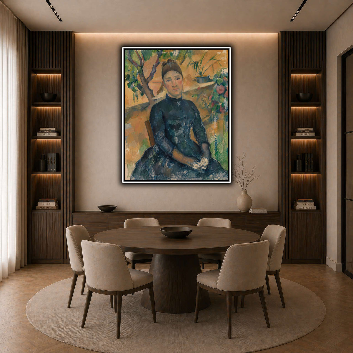 Madame_Cézanne__Paul_Cezanne dark neutral-dining room