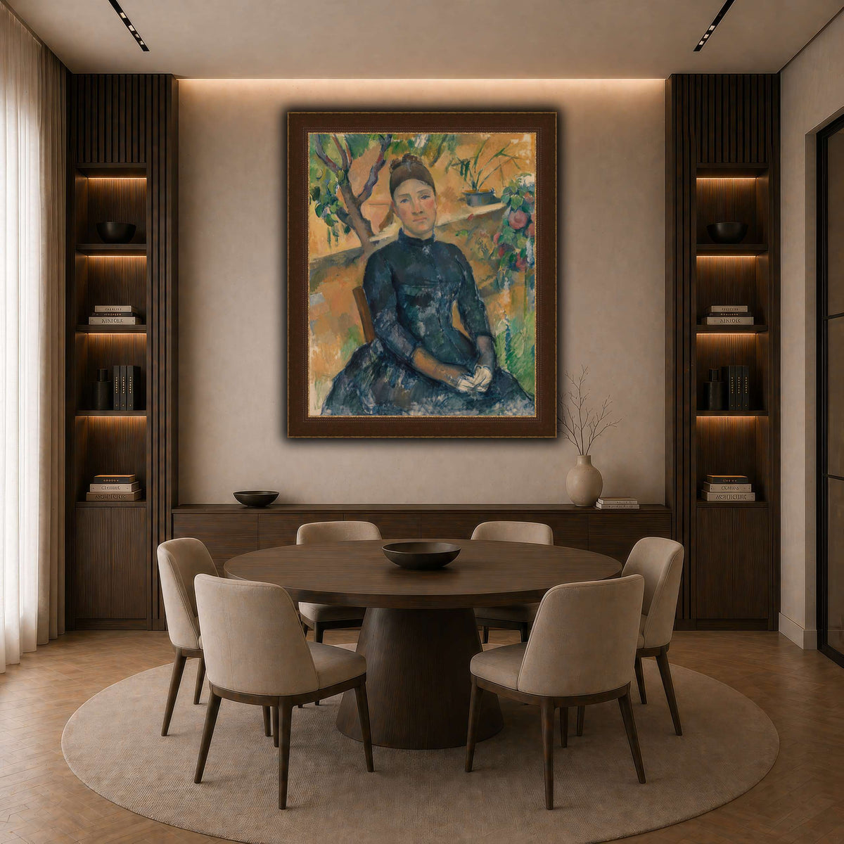 Madame_Cézanne__Paul_Cezanne dark neutral-dining room