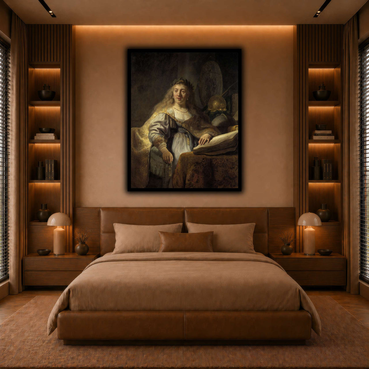 Minerva-in-Her-Study_Rembrandt-van-Rijn warm-bedroom