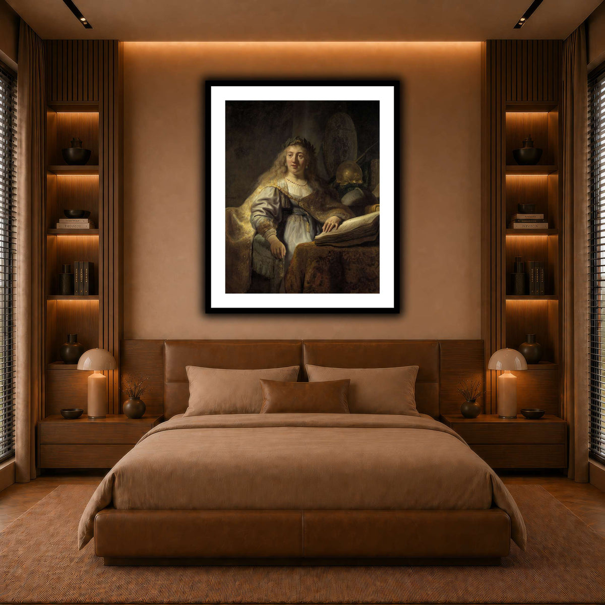 Minerva-in-Her-Study_Rembrandt-van-Rijn warm-bedroom
