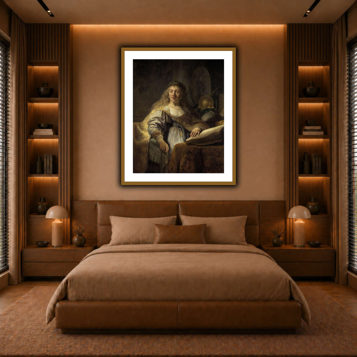 Minerva-in-Her-Study_Rembrandt-van-Rijn warm-bedroom