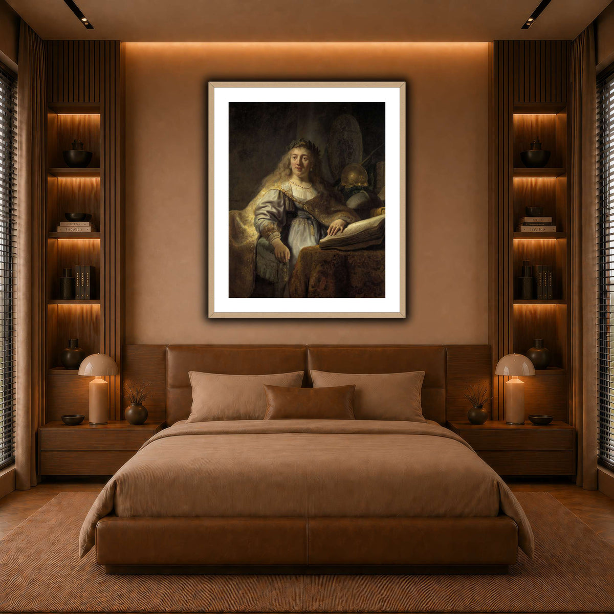 Minerva-in-Her-Study_Rembrandt-van-Rijn warm-bedroom