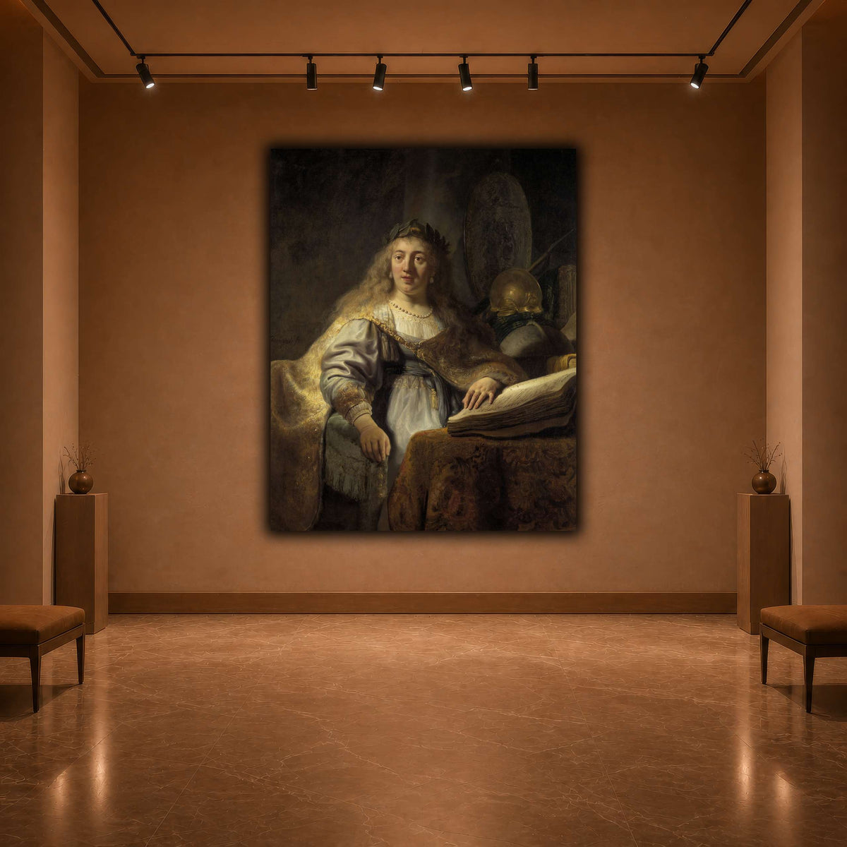 Minerva-in-Her-Study_Rembrandt-van-Rijn warm-agallery