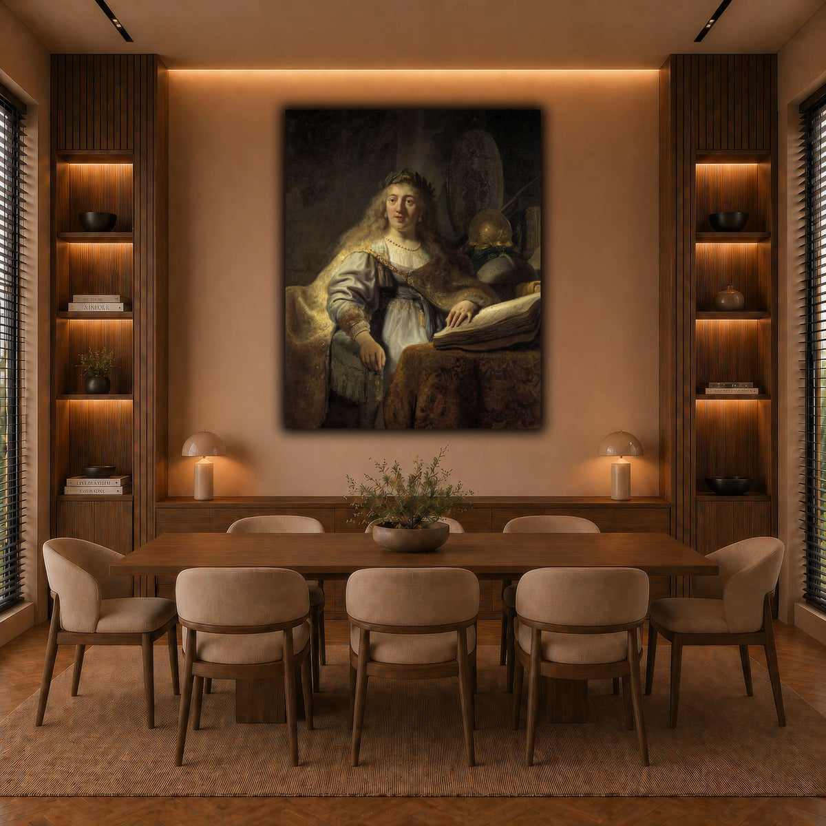 Minerva-in-Her-Study_Rembrandt-van-Rijn warm-dining room