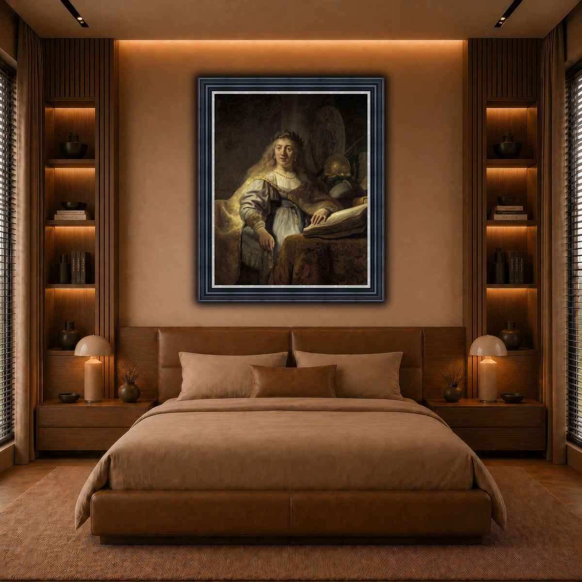 Minerva-in-Her-Study_Rembrandt-van-Rijn warm-bedroom