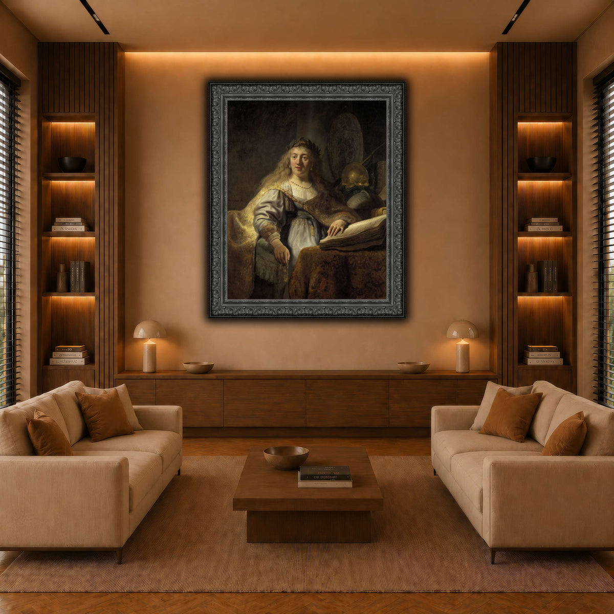 Minerva-in-Her-Study_Rembrandt-van-Rijn warm-living-room