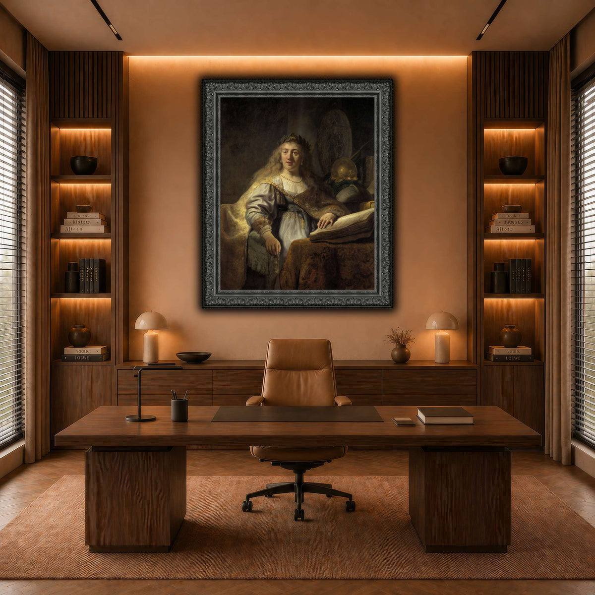 Minerva-in-Her-Study_Rembrandt-van-Rijn warm-office