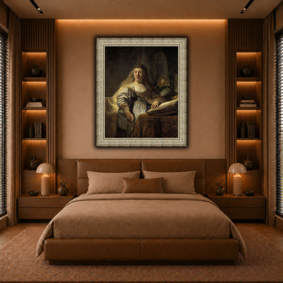 Minerva-in-Her-Study_Rembrandt-van-Rijn warm-bedroom