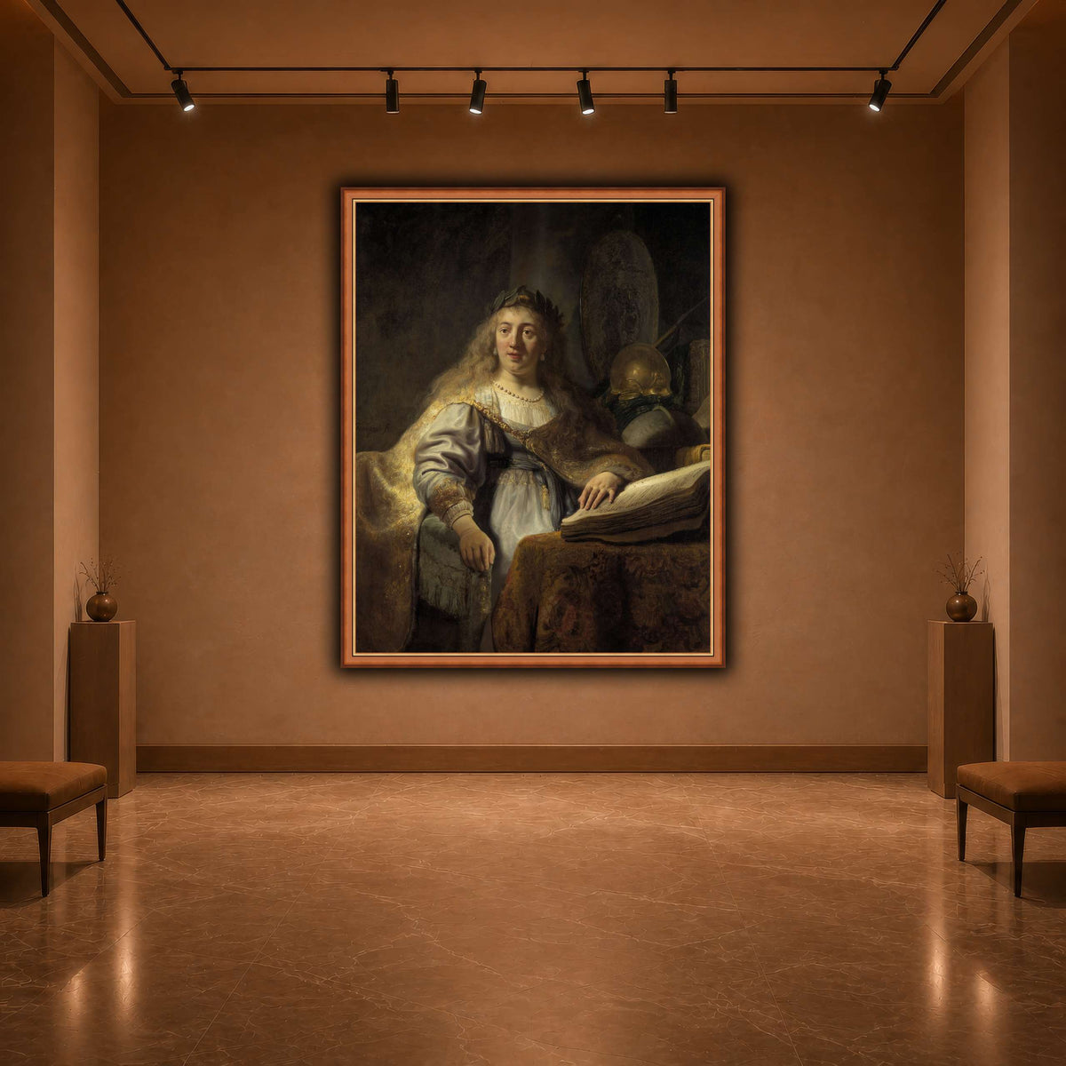 Minerva-in-Her-Study_Rembrandt-van-Rijn warm-agallery