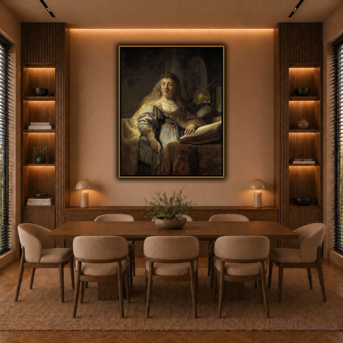 Minerva-in-Her-Study_Rembrandt-van-Rijn warm-dining room