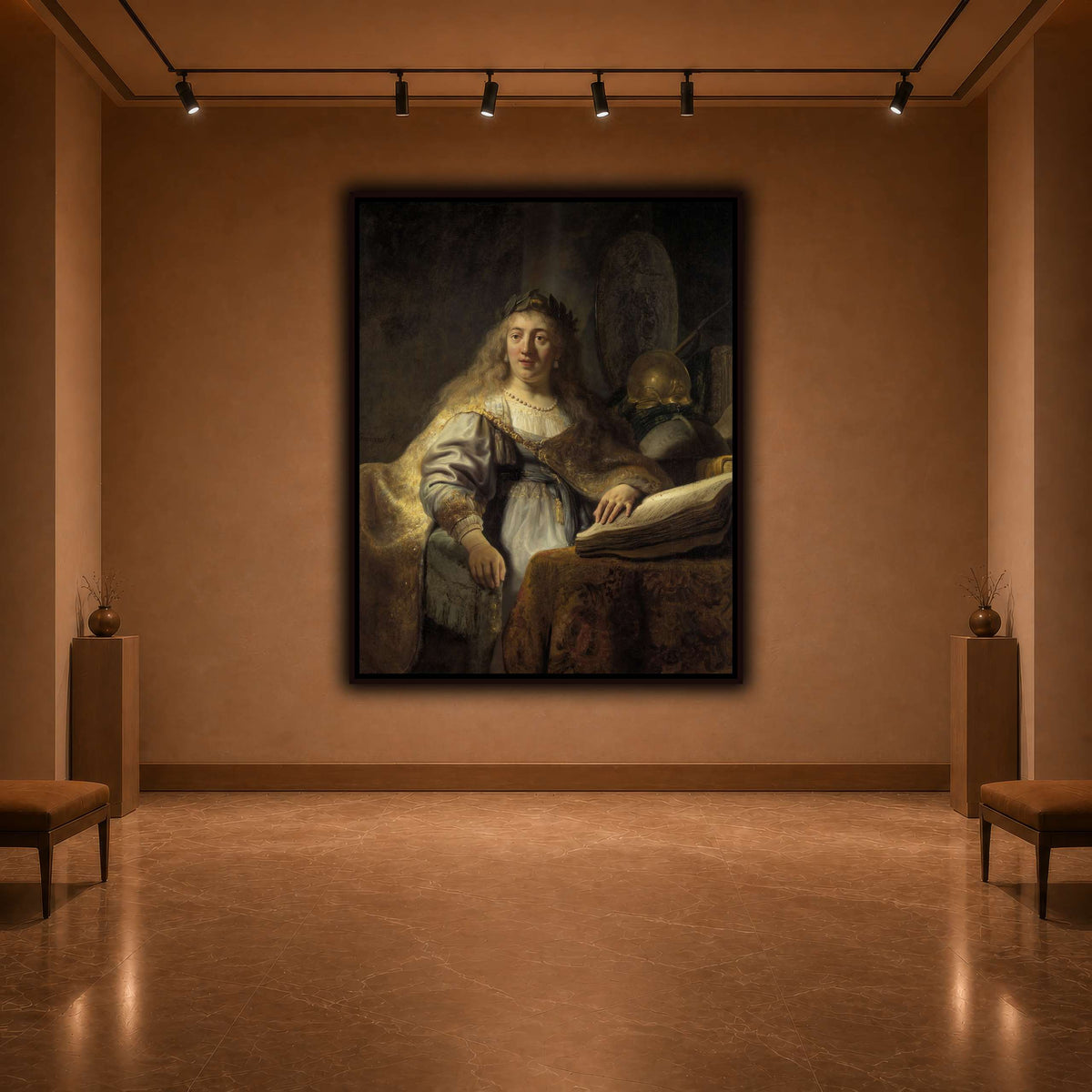 Minerva-in-Her-Study_Rembrandt-van-Rijn warm-agallery