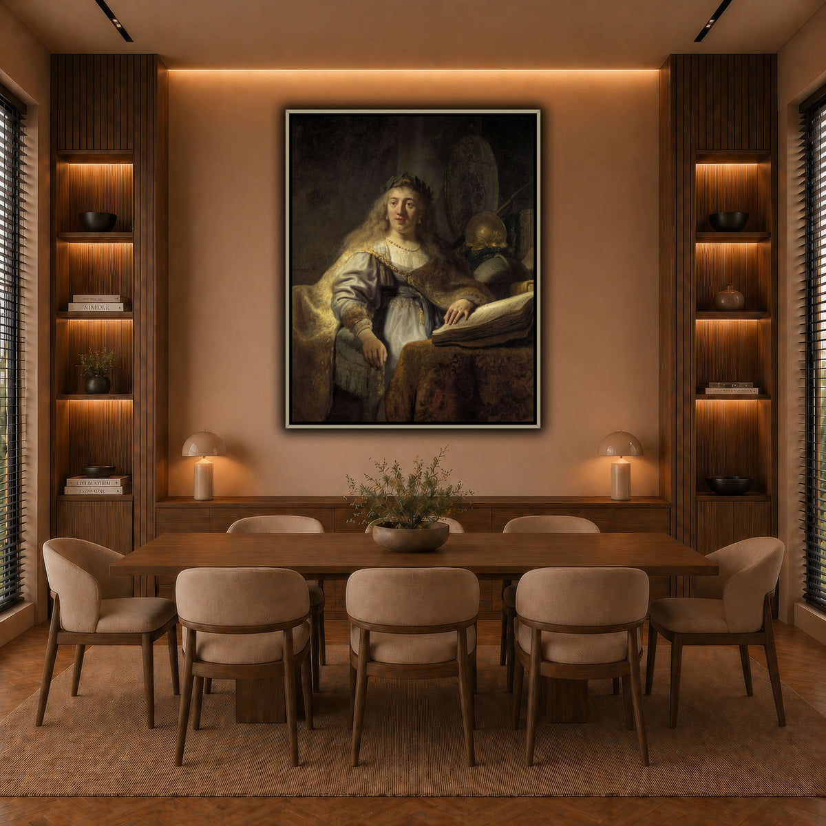 Minerva-in-Her-Study_Rembrandt-van-Rijn warm-dining room