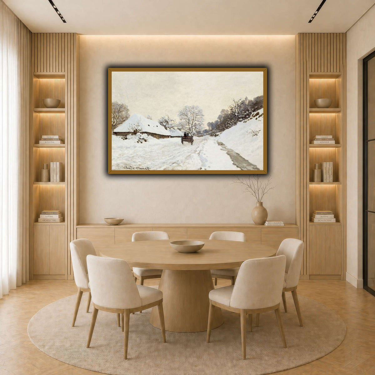Monet,_A_Cart_on_the_Snowy_Road_at_Honfleur_(1865_or_1867) light neutral-dining room