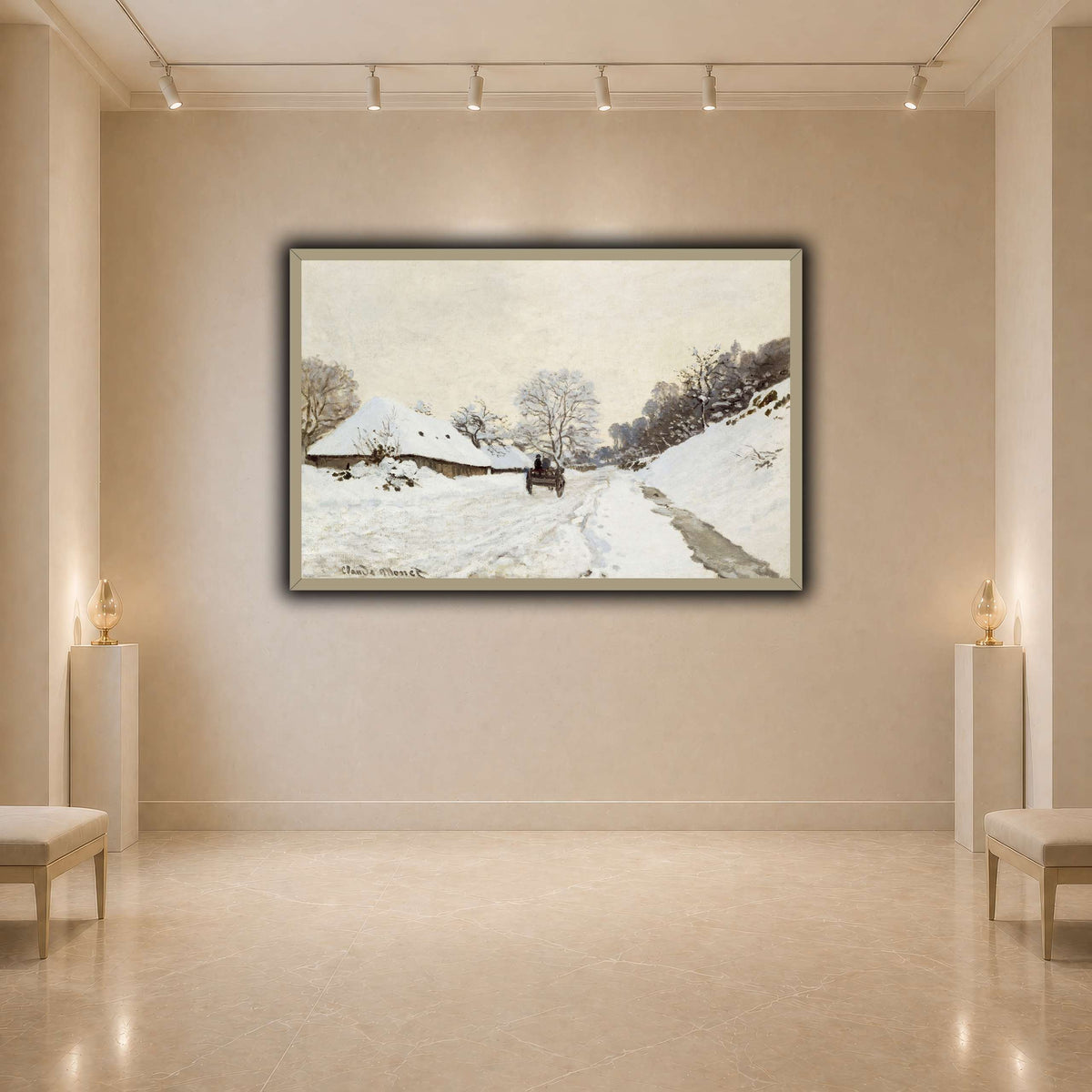 Monet,_A_Cart_on_the_Snowy_Road_at_Honfleur_(1865_or_1867) light neutral- agallery