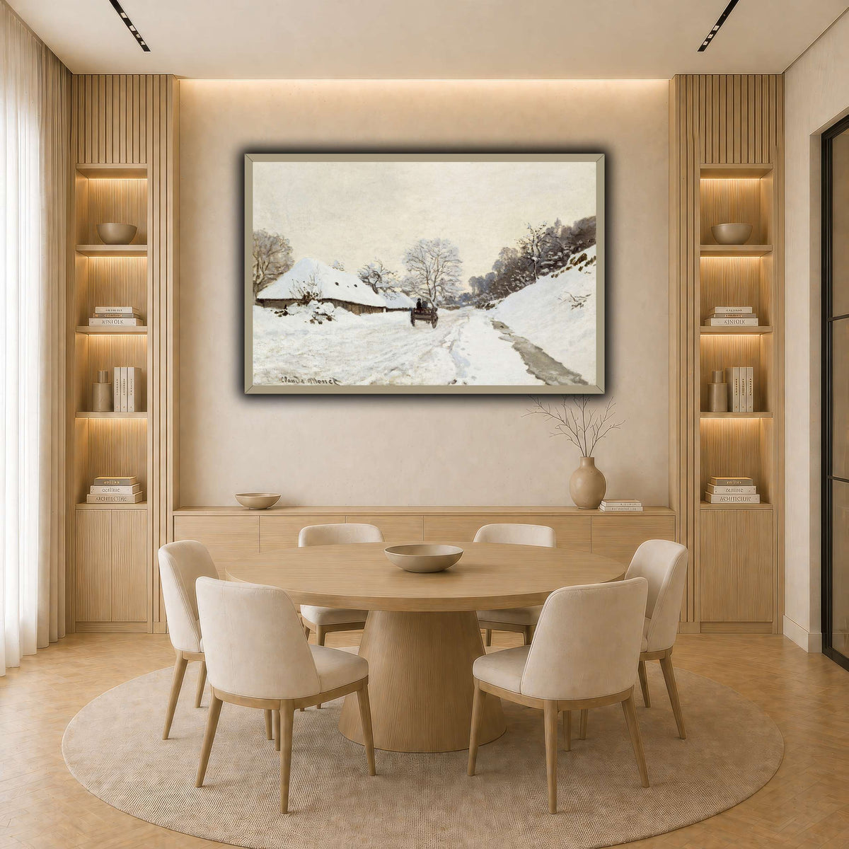Monet,_A_Cart_on_the_Snowy_Road_at_Honfleur_(1865_or_1867) light neutral-dining room