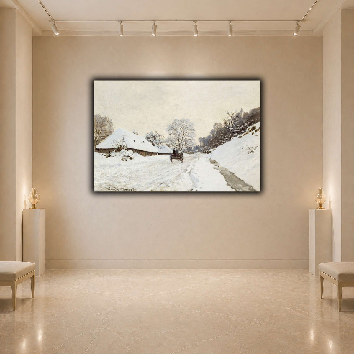 Monet,_A_Cart_on_the_Snowy_Road_at_Honfleur_(1865_or_1867) light neutral- agallery