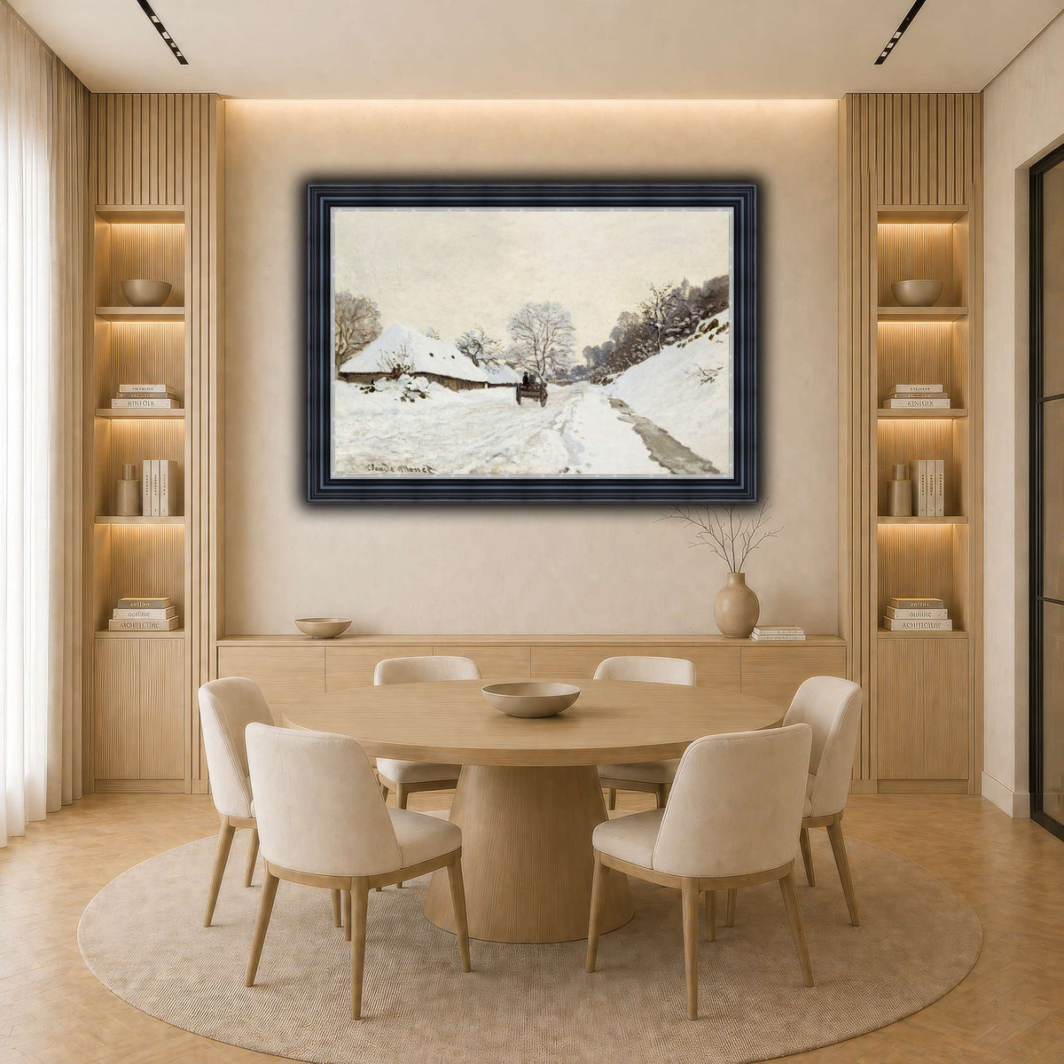 Monet,_A_Cart_on_the_Snowy_Road_at_Honfleur_(1865_or_1867) light neutral-dining room