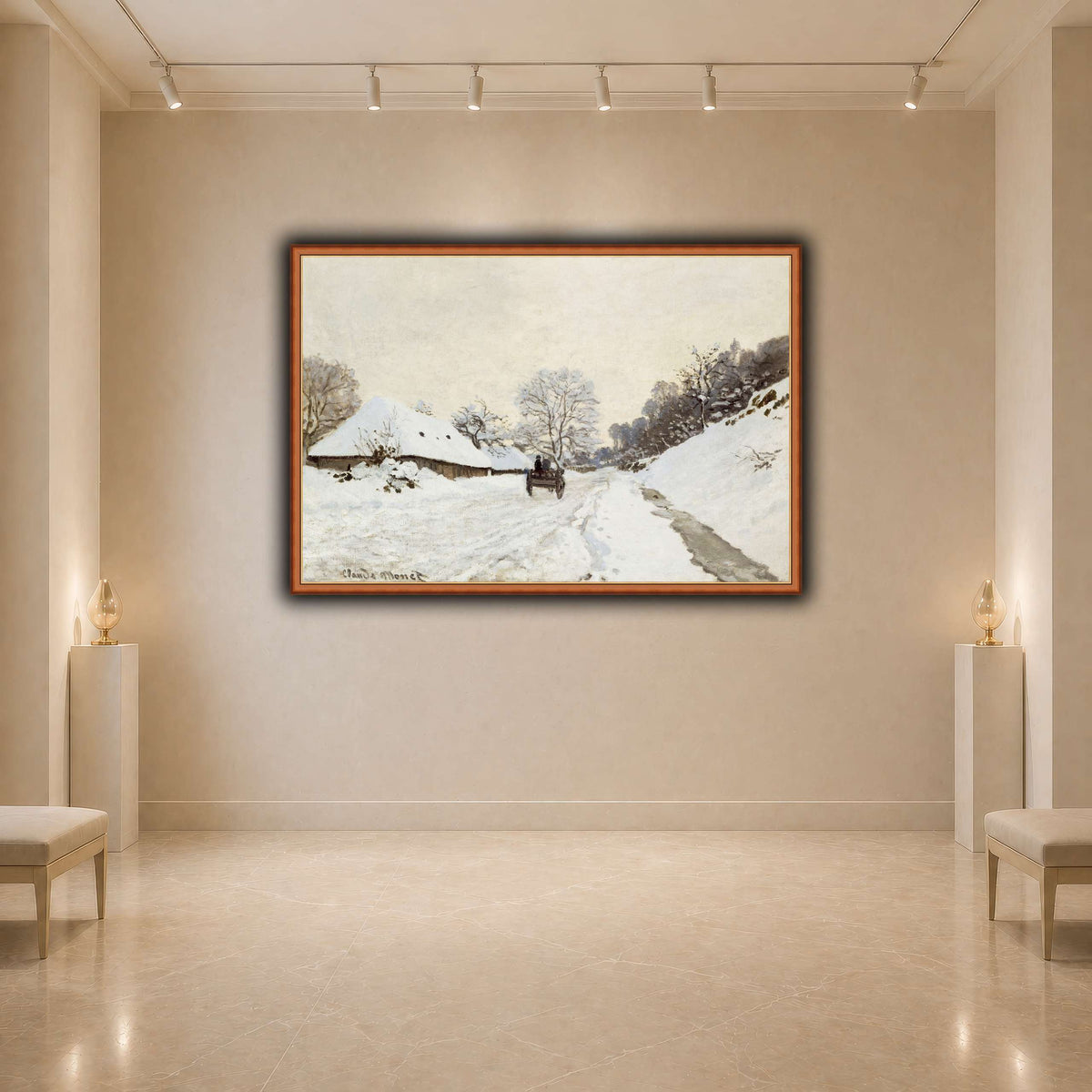Monet,_A_Cart_on_the_Snowy_Road_at_Honfleur_(1865_or_1867) light neutral- agallery