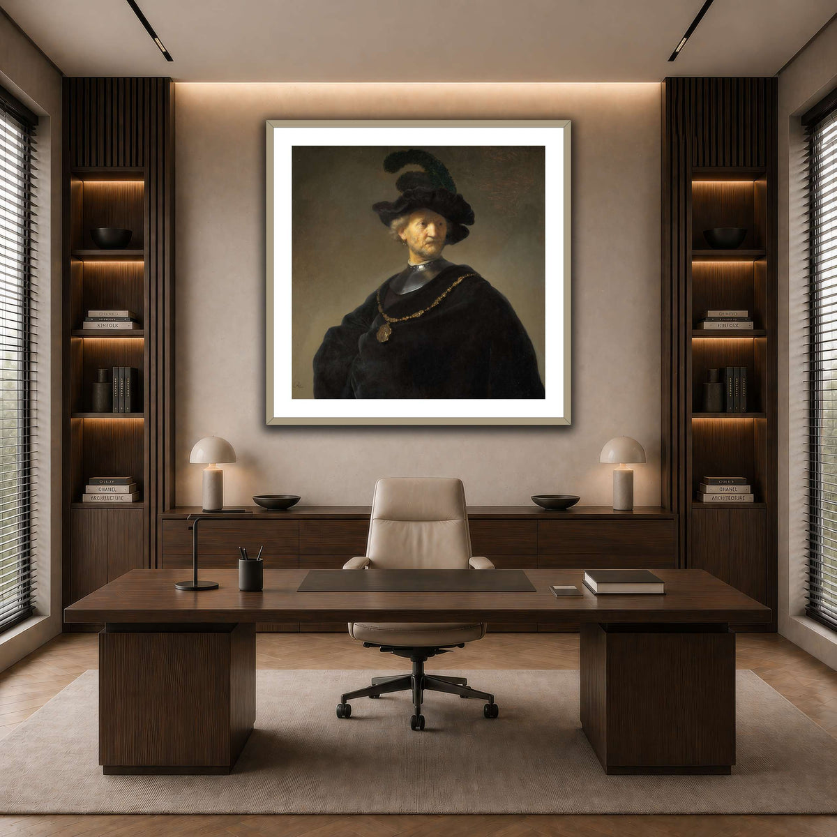 Old-Man-with-a-Gold-Chain_Rembrandt-van-Rijn dark neutral-office