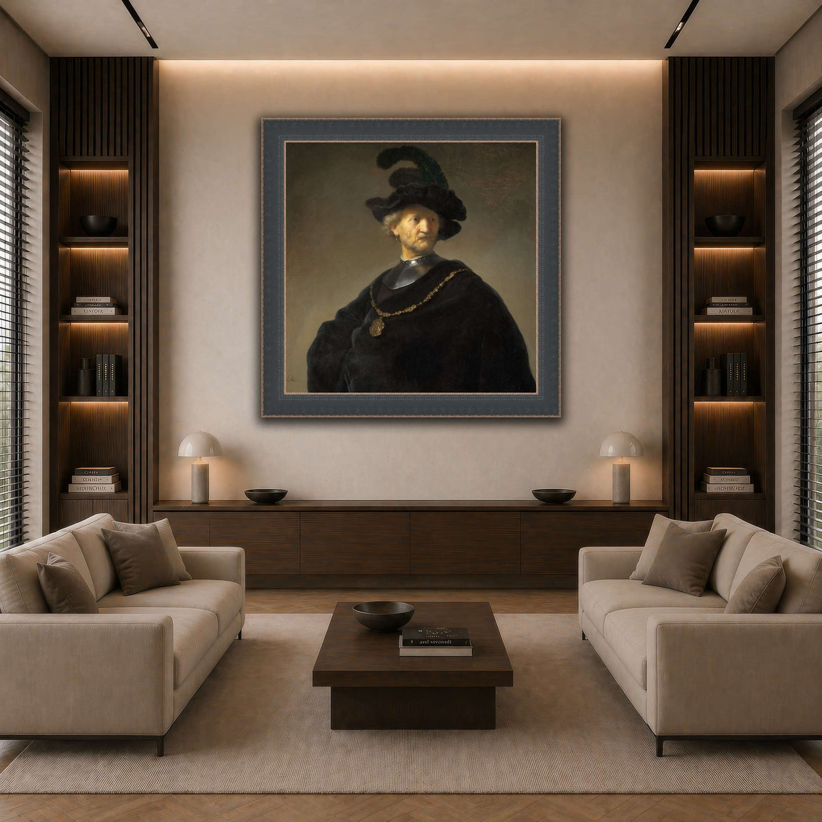 Old-Man-with-a-Gold-Chain_Rembrandt-van-Rijn dark neutral-living room
