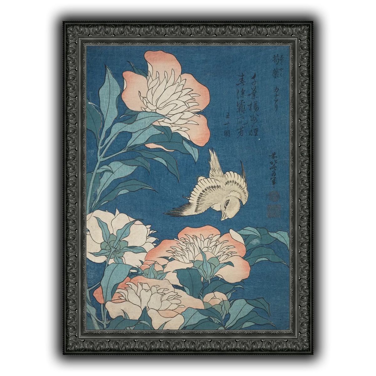 Peonies_and_Canary_Katsushika Hokusai