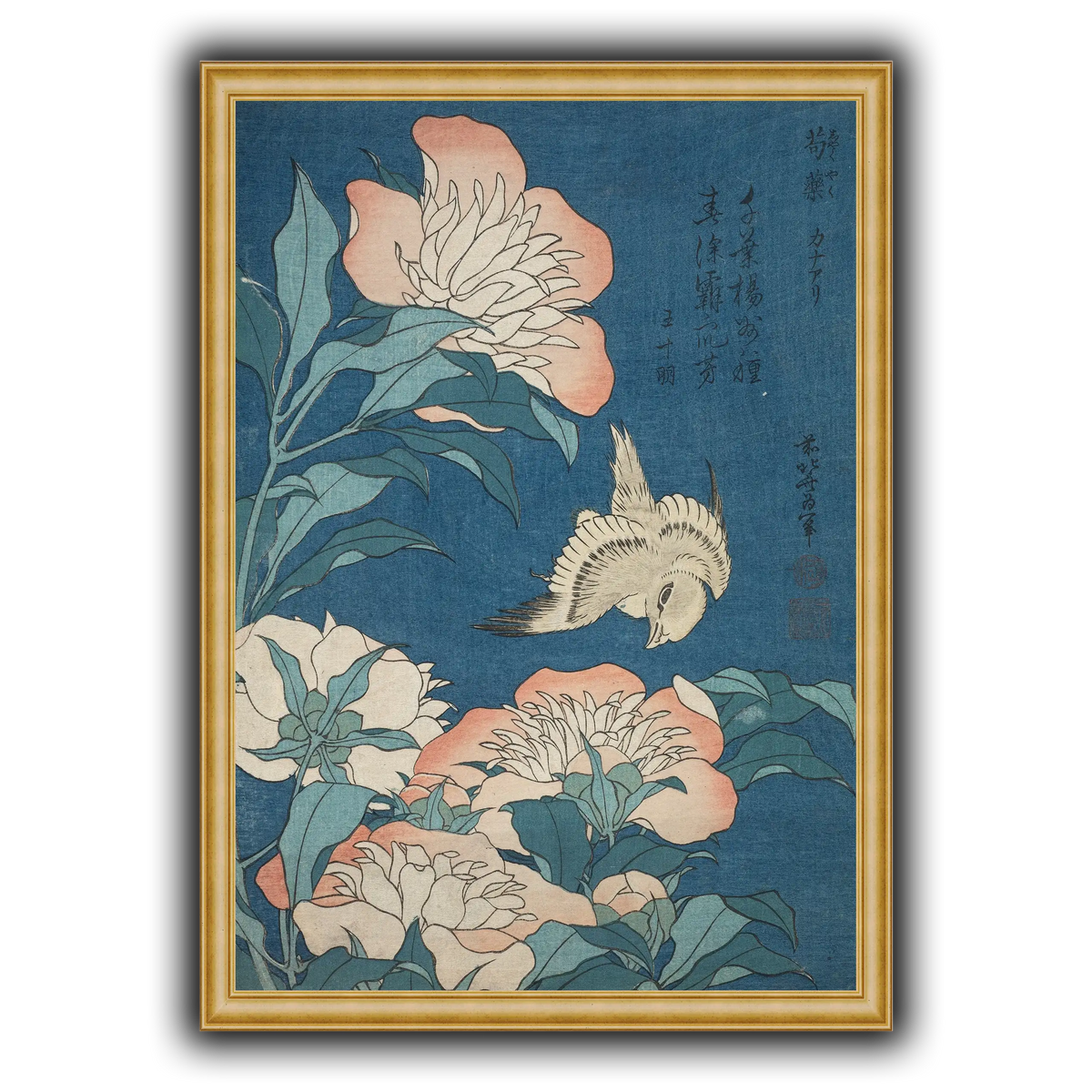 Peonies_and_Canary_Katsushika Hokusai