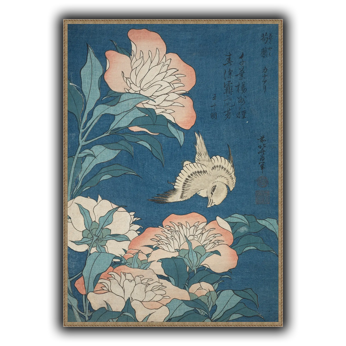 Peonies_and_Canary_Katsushika Hokusai