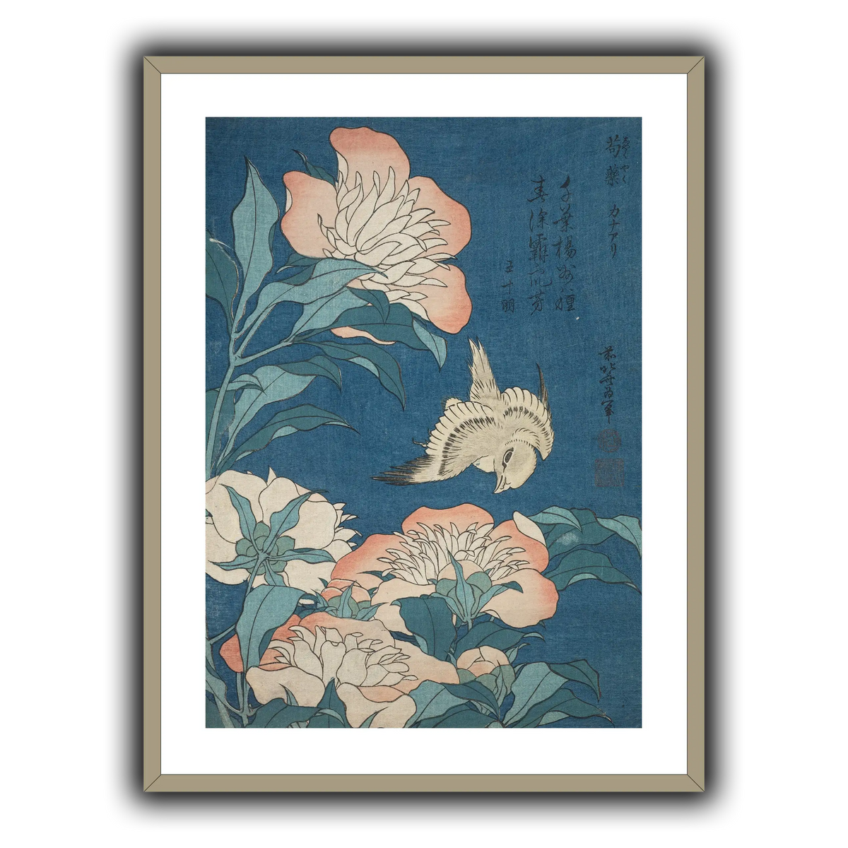 Peonies_and_Canary_Katsushika Hokusai