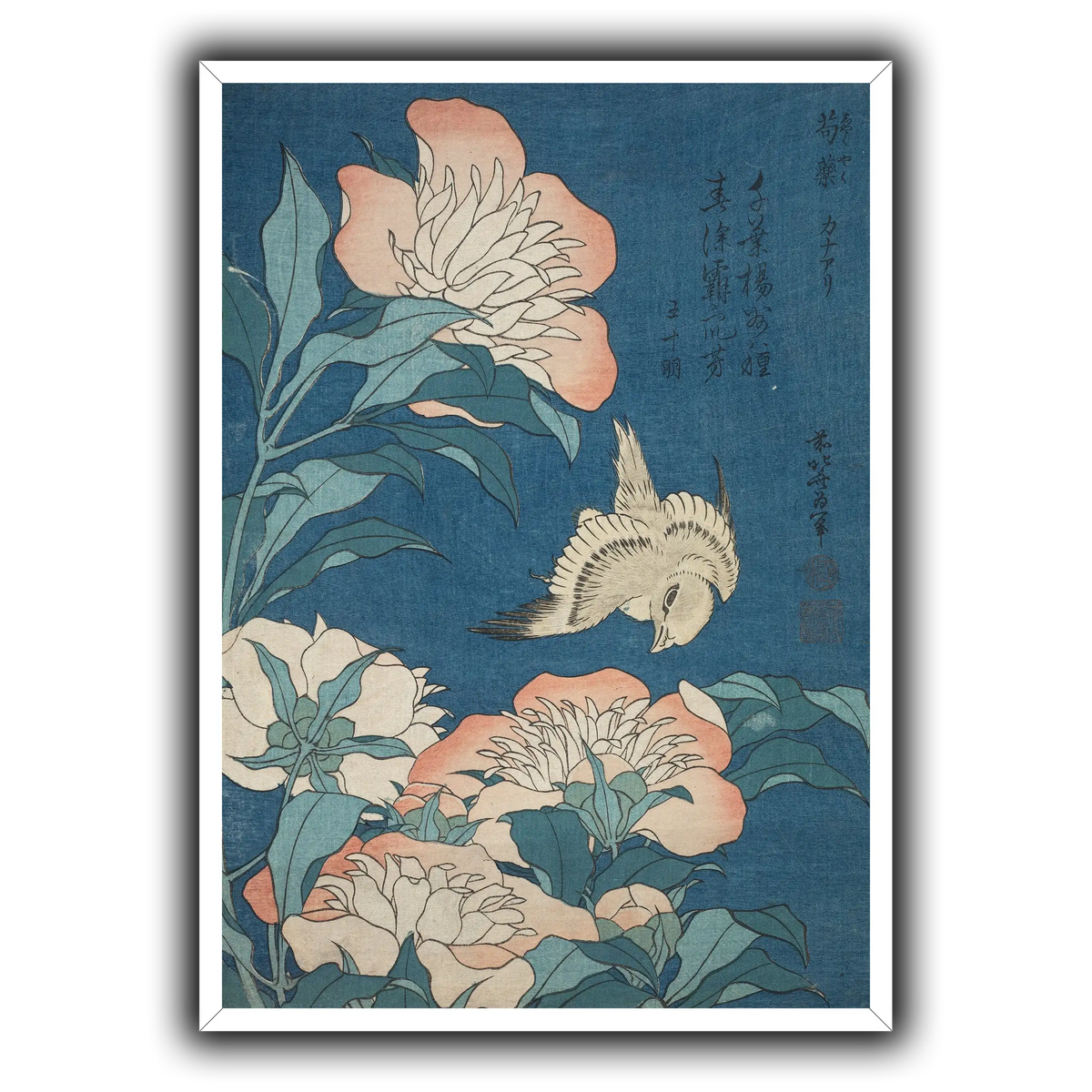 Peonies_and_Canary_Katsushika Hokusai