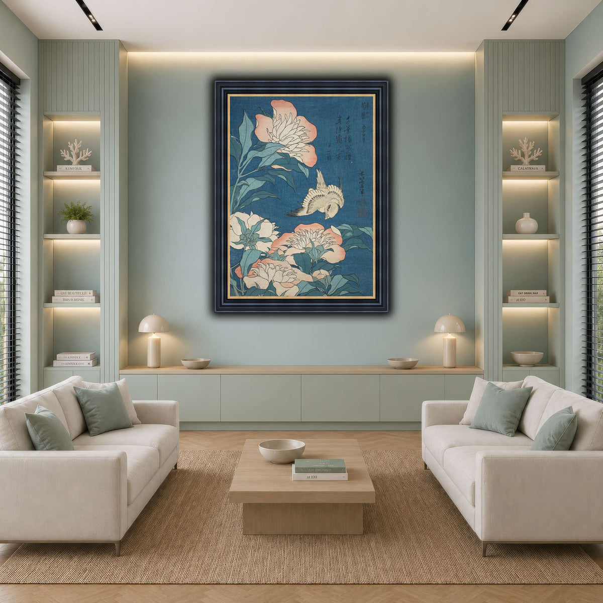 Peonies_and_Canary_Katsushika Hokusai cool-living room