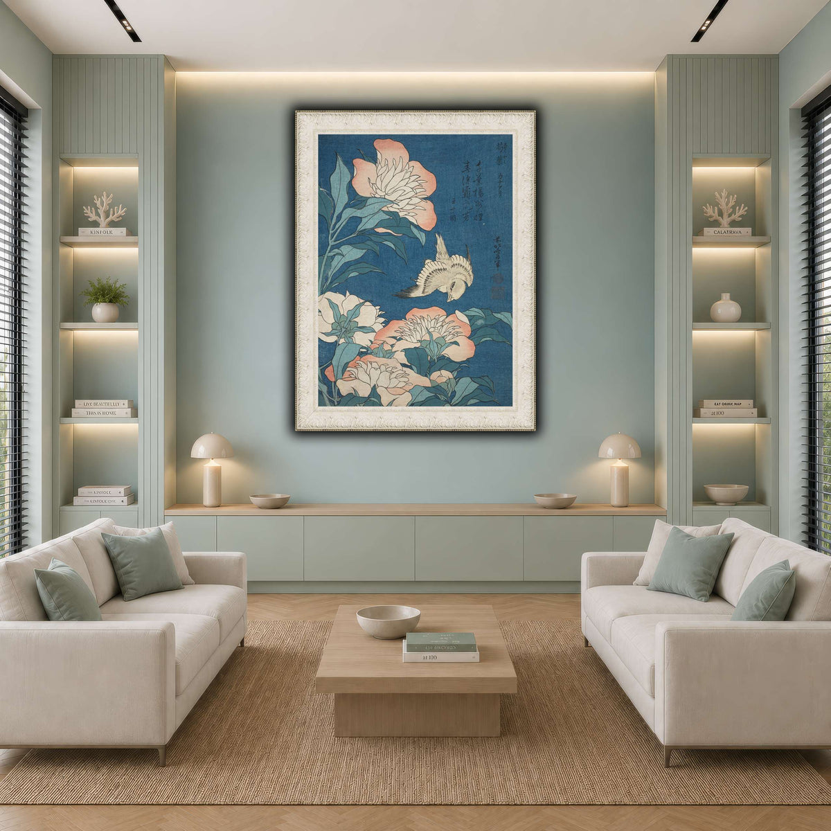 Peonies_and_Canary_Katsushika Hokusai cool-living room