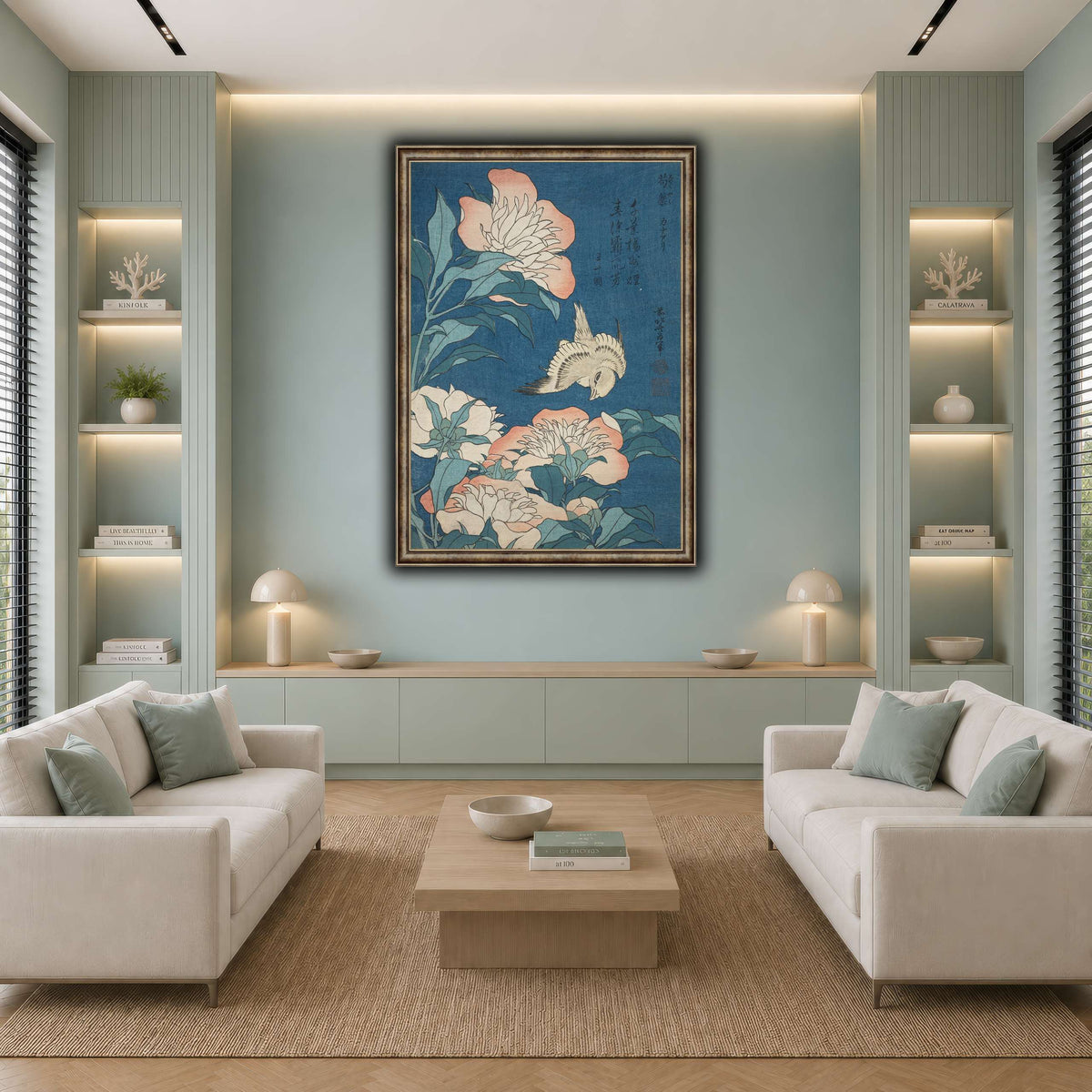 Peonies_and_Canary_Katsushika Hokusai cool-living room