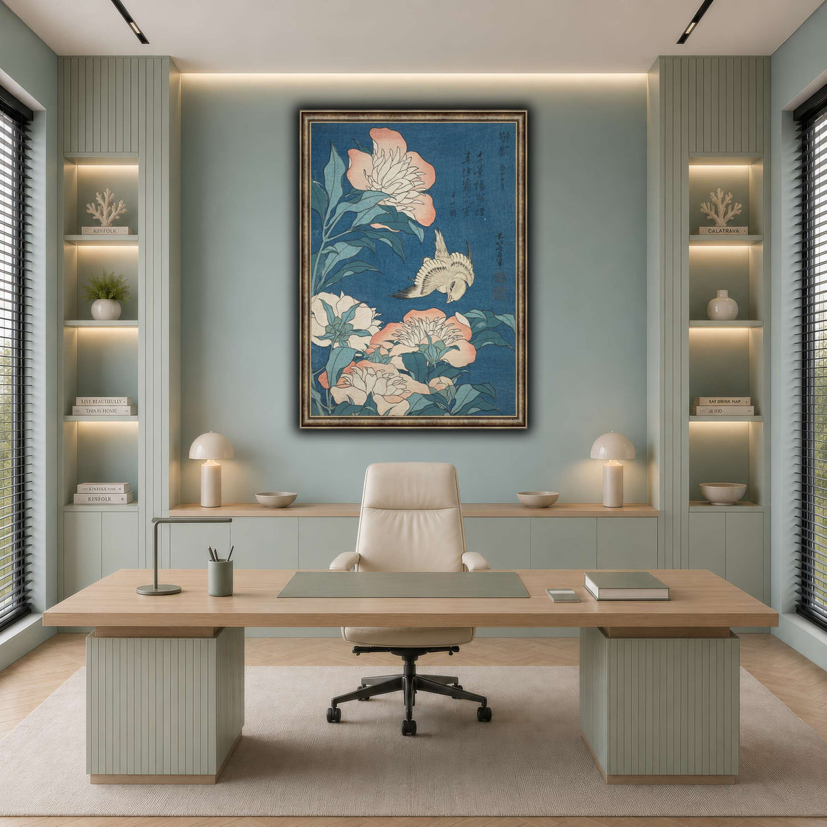 Peonies_and_Canary_Katsushika Hokusai cool-office